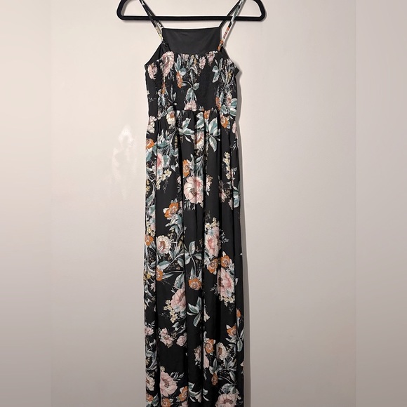 Floral Short Romper with Open Maxi Dress in Navy - Picture 4 of 7
